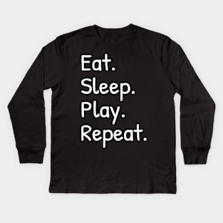 Eat Sleep Play Repeat Funny Shirts Nerdy Gamer Tees Vintage Novelty Kids Long Sleeve T-Shirt